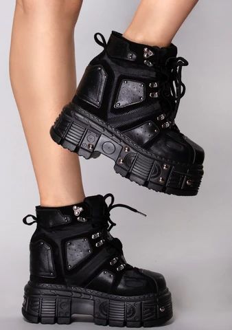 Cyberpunk Boots, Anthony Wang Shoes, Goth Platform Boots, Rave Shoes, Black Platform Sneakers, La Style, Festival Shoes, Suede Leather Shoes, Gone Girl