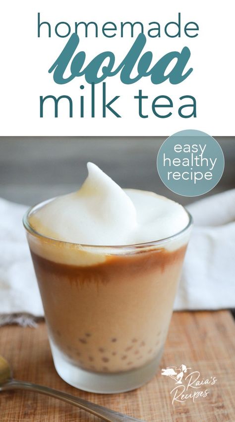 Healthy, Honey-Sweetened Boba Milk Tea (+dairy-free option!) Honey Boba, Purim Recipe, Homemade Kombucha, Boba Milk Tea, Healthy Honey, Boba Milk, Honey Syrup, Coconut Whipped Cream, Fancy Drinks