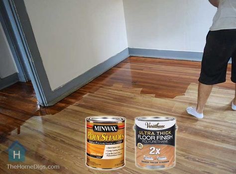 Gel Stain Kitchen Cabinets, Minwax Polyshades, Best Paint For Wood, Polyurethane Floors, Hardwood Floor Care, Diy Hardwood Floors, How To Apply Polyurethane, Pine Wood Flooring, Stained Kitchen Cabinets