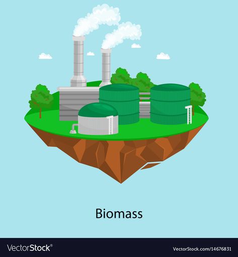 Biomass Energy Project, Recycle Station, Biomass Power Plant, Concept Technology, Biomass Energy, Recycling Station, Energy Power, Plant Vector, Wind Farm