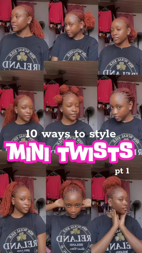 Long Lasting Hairstyles, Lasting Hairstyles, Style Locs, Short Hair Twist, Mini Twists Natural Hair, Short Hair Twist Styles, Flower Scrunchie, Short Twists, Twists Hairstyles