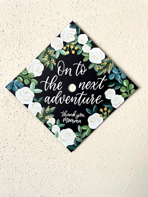 Onto The Next Adventure Grad Cap, Graduation Cap Designs With Flowers, Onto My Next Adventure Grad Cap, On To My Next Adventure Grad Cap, Boho Graduation Cap, Recreational Therapy Graduation Cap, Onto The Next Chapter Graduation Cap, Graduation Cap Designs Floral, Graduation Cap Painting