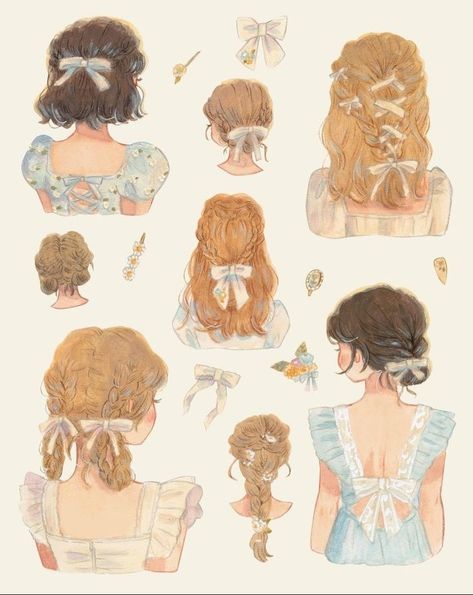 Soft Girl Drawing, Cottagecore Hairstyles, Cottagecore Drawing, Cottagecore Hair, Cottagecore Girl, Antique Cottage, Cottagecore Art, Storybook Art, Ethereal Art