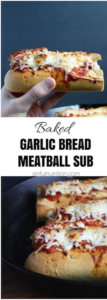 Baked Garlic Bread #Meatball Sub #Recipe -- #Italian-style #meatballs nestled in buttery #garlic bread, and topped with melty mozzarella | @sinfulnutrition www.sinfulnutrition.com Garlic Bread Meatball Subs, Baked Garlic Bread, Garlic Bread Meatball, Breaded Meatballs, Meatball Sub Recipe, Bread Garlic, Beef Entrees, Eggs Ideas, Recipes Potato