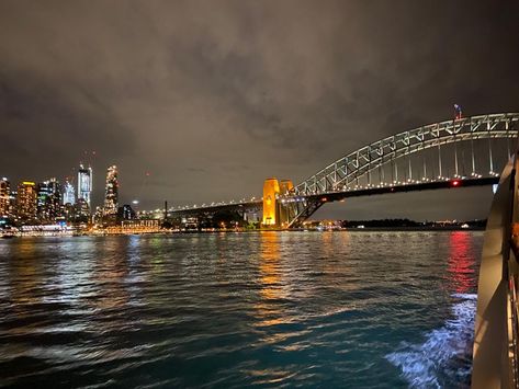 #sydney #australia #travel #vacationmode #vacation #night #nightlife #bridge #water #boat #river #yacht #city #aesthetic Sydney Australia Nightlife, Sydney Fireworks, Sydney Australia Travel, Water Boat, 2024 Vision, Night City, Sydney Harbour Bridge, City Aesthetic, Australia Travel