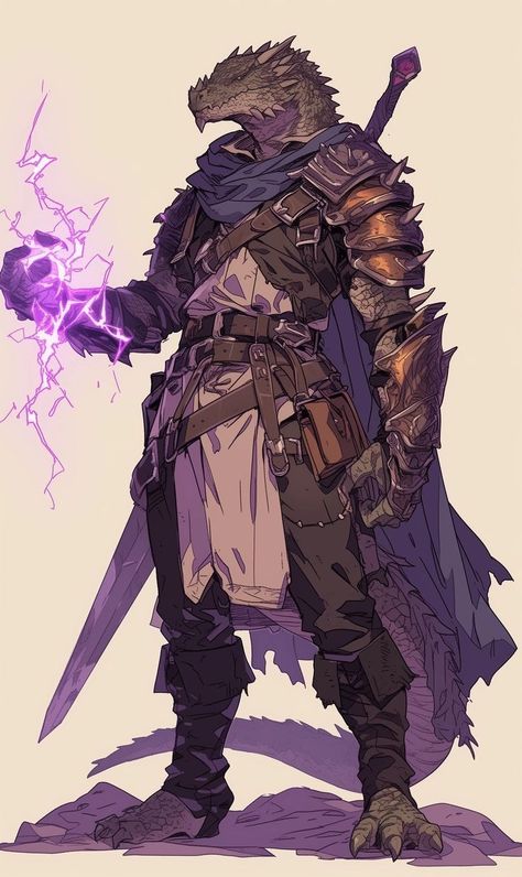 Blue Dragonborn Dnd, Purple Dragonborn, Draconic Sorcerer Dnd, Dnd Character Concept Art, Warlock Character Design, Dnd Races Character Design, Male Dragonborn, Dragonborn Character Design, Dragon Sorcerer