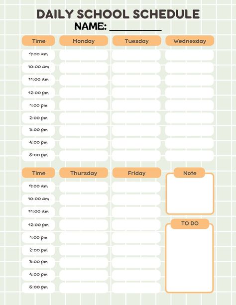 the daily school schedule is shown with orange and white lines on it, as well as two Schedule Ideas For School, Daily School Schedule, Free Weekly Planner Templates, Chloe Outfit, Weekly Planner Print, Planning School, Weekly Planner Free Printable, Daily Routine Planner, Weekly Planner Free