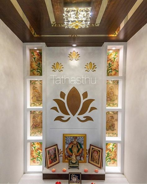 Pooja Room Background Wall Design, Pooja Door, Pooja Door Design, Mandir Design, Temple Decor, Temple Design For Home, Living Room Tv Unit Designs, Pooja Room Door Design, Pooja Room Design