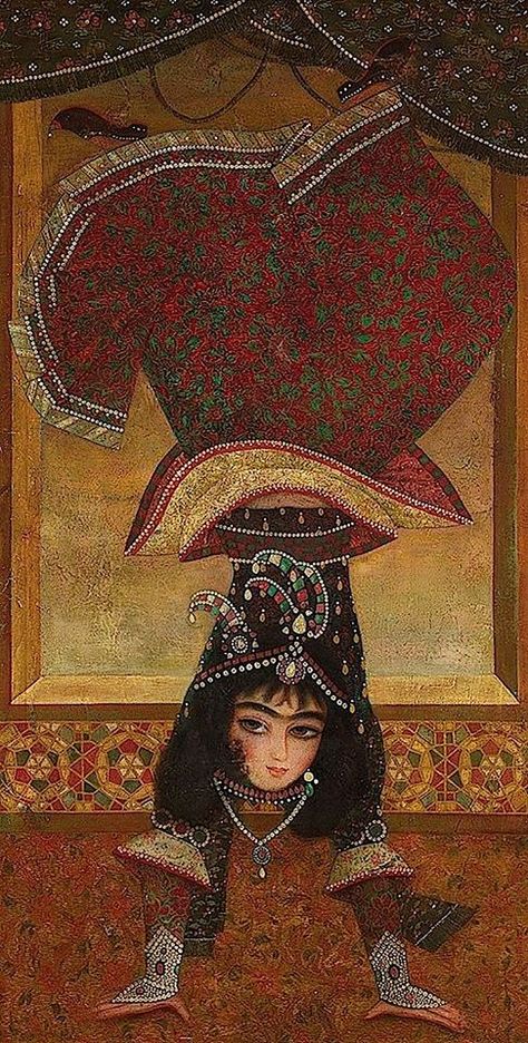 Persian dancer girl Qajar Dynasty Persia / Iran Persian Women, Iran Pictures, Persian Art Painting, Persian Miniature, Ancient Persian, Persian Culture, Iranian Art, Eastern Art, Miniature Art