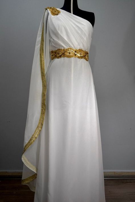 Roman Goddess Outfit, Greek Dress Women, Roman Princess Dress, Greek Costumes Goddess, Greek Goddess Outfit Ideas, Greek Style Clothing, Greek Mythology Costumes Goddesses, Ancient Greek Dress Goddesses, Greek God Dress