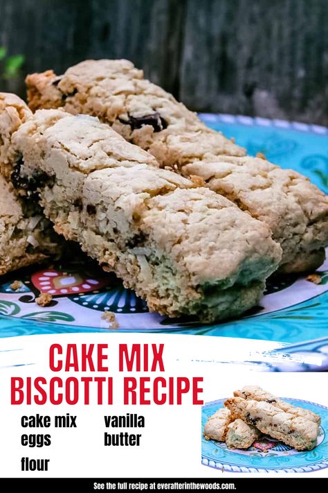 cake mix biscotti Cake Mix Biscotti Recipe Easy, Recipe For Biscotti, Cake Mix Biscotti, Cake Mix Biscotti Recipe, Easy Biscotti Recipe, Cake Mix Ingredients, Italian Cookie, Italian Cookie Recipes, Italian Bakery