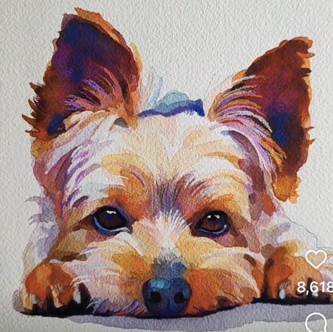 Abstract Yorkie Painting, Yorkie Terrier Painting, Yorkie Painting Easy, Watercolor Yorkie, Yorkie Painting, Yorkie Art, Dog Portraits Art, Skye Terrier, Puppy Drawing