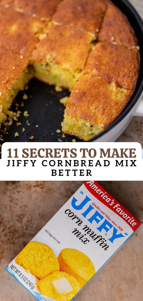 Making Boxed Cornbread Better, Box Cornbread Recipes, Sweet Cornbread Recipe Jiffy With Corn, Best Box Cornbread Recipe, How To Make Cornbread Mix Better, Make Cornbread Mix Better, Moist Box Cornbread Recipe, Good Cornbread Recipe, Sweet Cornbread With Jiffy Mix Boxes