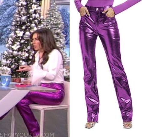 The View: December 2022 Alyssa Farah Griffin's Purple Metallic Pants Purple Metallic Pants, Purple Metallic Outfit, Metallic Outfit, Where To Buy Clothes, Metallic Pants, Purple Metallic, Metal Clothing, Mens Casual Dress Outfits, December 2022