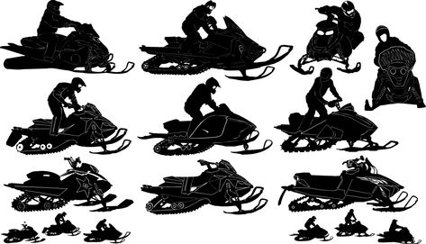 Snowmobile silhouettes  #action #activity #drive #engine #extreme #motorized #outdoors #Snowmobile #speed #transport #winter #vehicle #sports Snowmobile Svg Free, Snowmobile Silhouette, Snowmobile Pictures, Winter Vehicle, Cricut Stickers, Cabin Crafts, Plasma Table, Dirt Bike Girl, Png Logo