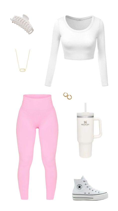 #outfit #fit #leggings #workoutfitspo #outfitinspo #preppy #pink #aesthetic Hot Pink Leggings Outfit, Preppy Outfits Shuffle, Outfits Shuffle, Preppy Pink Aesthetic, Fits Preppy, Teenager Outfits For School, Pink Leggings Outfit, Preppy Outfits Aesthetic, Preppy Teen