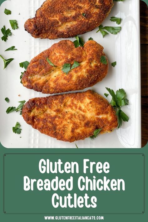 overhead picture of breaded chicken breasts Gluten Free Breading For Chicken, Gluten Free Pan Fried Chicken, Gluten Free Chicken Cutlets, Gluten Free Chicken Fried Chicken, Gluten Free Oven Fried Chicken, Gluten Free Breaded Chicken, Df Meals, Over Fried Chicken, Gluten Free Fried Chicken