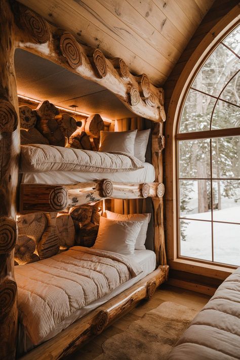 Check out this cozy rustic bedroom featuring a stunning wooden log bunk bed! Perfect for a winter getaway, it brings warmth and charm to any space. 

What’s your favorite element of this cabin-like aesthetic? Share your thoughts or tag a friend who loves woodwork as much as we do!
#woodturning #maker #furnituredesign #interior #woodworkersofinstagram #decor #home #tools #woodworkingcommunity #woodworkers #wooden #architecture #workshop #smallbusiness Cozy Wood Cabin, Cabin In The Woods Interior, Cabins In The Woods Interior, Cozy Rustic Bedroom, Log Bunk Beds, Architecture Workshop, Little Cabin In The Woods, Cabin Aesthetic, Wooden Architecture