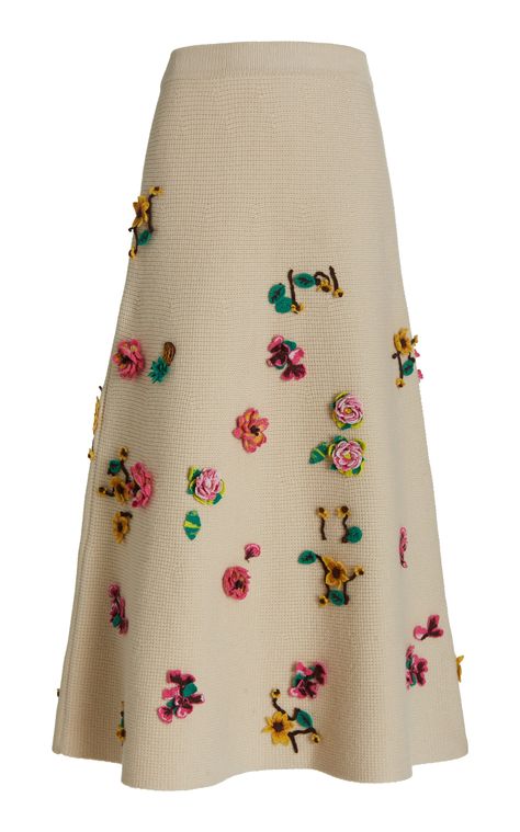 Fielding Floral-Embroidered Cashmere Skirt by GABRIELA HEARST for Preorder on Moda Operandi Cashmere Skirt, Skirt With Embroidery, Luxury Details, Fall Runway, Embroidery Skirt, Gabriela Hearst, Embroidered Skirt, Floral Fashion, Women's Skirts