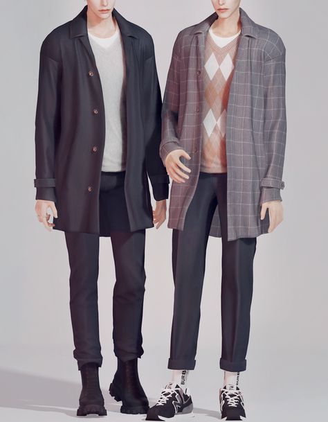 KK Casual coat | KK's creation on Patreon Aesthetic Clothes Men, Sims 4 Men Clothing, 3d Clothes, Sims 4 Male Clothes, Alpha Cc, Sims Clothes, Sims Packs, Cc Clothes, Pelo Sims