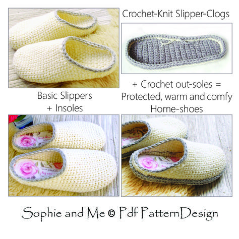 Ravelry: Slipper-Clogs by Sophie and Me-Ingunn Santini Crochet Clogs, Crochet Sole, Knit Slippers Free Pattern, Fun Slippers, Garter Stitch Knitting, Ravelry Crochet, Crochet Shoes Pattern, Diy Slippers, Crochet Slipper Pattern