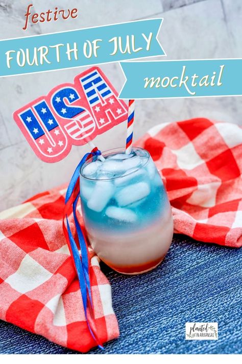 Celebrate the 4th of July with a refreshing layered mocktail with grenadine and Powerade. This non-alcoholic drink with blue Powerade is perfect for all ages and adds a pop of color to any party. The layers of red, white, and blue are easy to create and make for a festive presentation. This delicious Fourth of July mocktail is sure to be a hit at your holiday gathering! It is also a fun Olympic drink for kids during Olympic season! Team USA! 4th Of July Mocktails Non Alcoholic, Fourth Of July Mocktail, Olympic Drinks, Patriotic Mocktail, Grenadine Recipe, Usa Dessert, Campfire Foods, Fourth Of July Drinks, Cookie Dough Bites