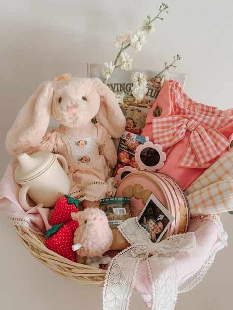 an easter basket for rosemary Redbud Trees, Vintage Easter Baskets, Baby Easter Basket, Girls Easter Basket, Holiday Baskets, Redbud Tree, Kids Easter Basket, Diy Baby Shower Gifts