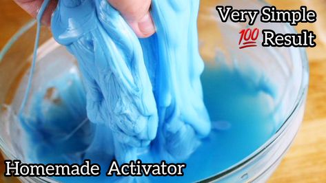 Slime with homemade Activator How To Make Slime With Out Activator, Diy Activator For Slime, Borax Slime Activator Recipe, How To Activate Slime Without Activator, Making Slime With Borax And Glue, Slime Without Borax, Slime Making, How To Make Slime, Subscribe My Channel