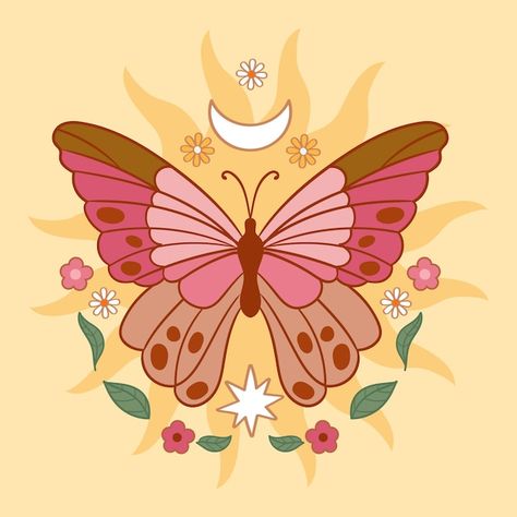 Vector gratuito ilustración de mariposa ... | Free Vector #Freepik #freevector #mariposas-vintage #mariposa-ilustracion #mariposas #ilustracion-vintage Mariposas Aesthetic, Aesthetic Stickers, Studio Ghibli, Pattern Art, Art Nouveau, Illustrations, Collage, Drawings, Pattern