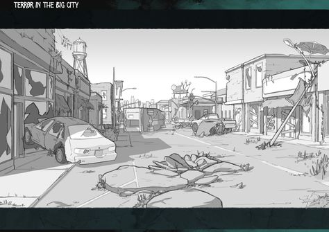 Zombie Stance Reference, Apocalypse City Concept Art, Apocalypse City Drawing, Abandoned City Drawing, Project Zomboid Art, Zombie Apocalypse Drawing, Zombie Concept Art, Zombie Scene, Zombie City