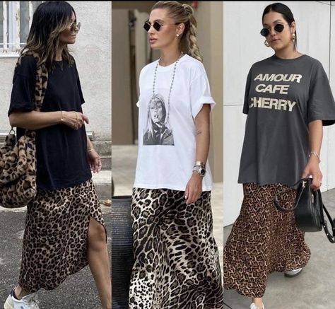 Leopard Print Skirt Outfit, Leopard Skirt Outfit, Printed Skirt Outfit, Outfits Sommer, Leopard Print Outfits, Looks Jeans, Fall White, Fall Attire, Leopard Print Skirt