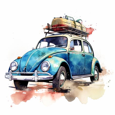 Car Watercolor Painting, Cyberpunk Drawing, Pretty Scrapbook, Vw Art, Perspective Drawing Lessons, Watercolor Birthday Cards, Architecture Design Drawing, Pop Art Wallpaper, Watercolor Painting Techniques