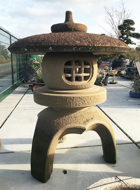 Kodai Maru Yukimi Gata Ishidoro, Japanese Stone Lantern - YO01010054 Japanese Stone Garden, Japanese Garden Ornaments, Japanese Garden Style, Ancient Background, Japanese Garden Lanterns, Japanese Stone Lanterns, Japanese Lamps, Japanese Garden Landscape, Garden Lantern