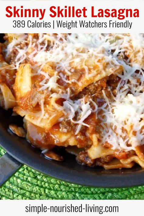 Weight Watchers Ground Beef Recipes, Weight Watchers Lasagna, Weight Watchers Pasta, Lasagna Easy, Skillet Lasagna Recipe, Weight Watchers Meals Dinner, Ww Meals, Skillet Lasagna, Weight Watchers Meal Plans