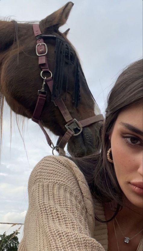 Country, horse rider, booktok, Instagram, beautiful, brunette, girl, women, face claim, horse, aesthetic, southern, rich, Indian, tan, brown eyes, book, flawless, Elsie silver, tiktok, cardigan, explore page, cute, makeup, outfit, lips, jewelry, Summer Hamilton, A Horse, A Woman