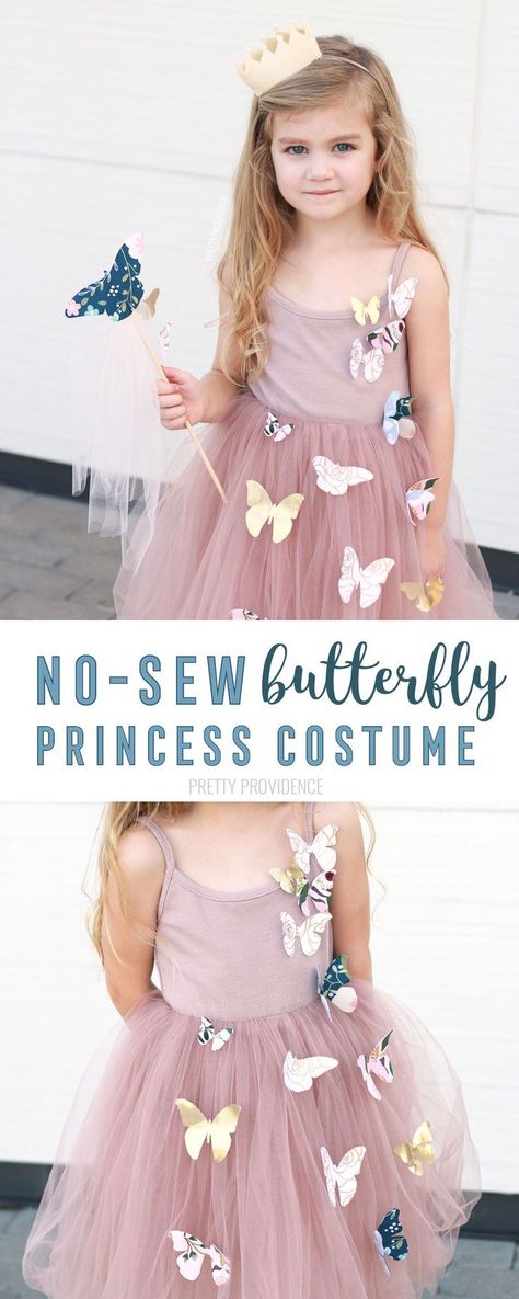 Diy Butterfly Costume, Diy Princess Costume, Halloween Porch Ideas, Easy Sew Dress, Diy Fantasia, Fabric Tutorial, Fairy Costume Diy, Fabric Butterflies, Butterfly Princess