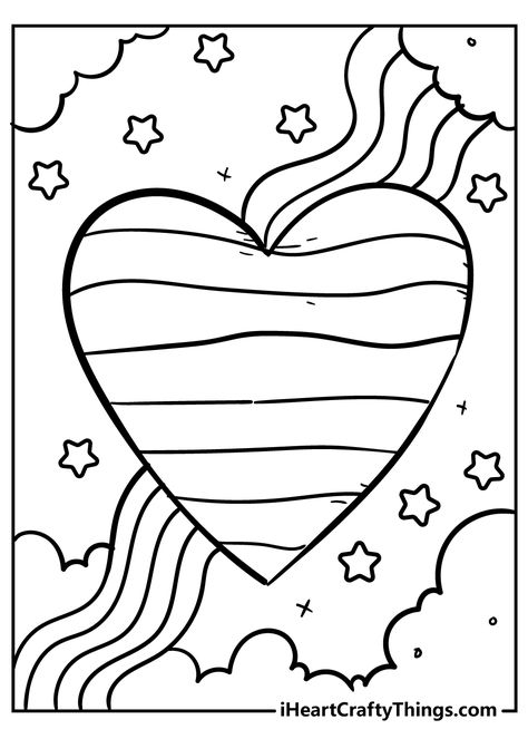 Heart Colouring Picture, Pride Month Coloring Pages, Pride Coloring Pages, Friend Coloring Pages, February Coloring Pages, Hearts Coloring Pages, Rainbow Coloring Page, Valentines Coloring Pages, Heart Coloring Page