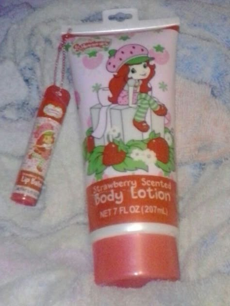 Strawberry Shortcake Body Lotion Strawberry Scented & Lip Balm Strawberry Flavored Strawberry Shortcake Chapstick, Strawberry Shortcake Lip Balm, Strawberry Shortcake Lotion, Strawberry Shortcake Scent, Strawberry Makeup Products, Strawberry Shortcake Stuff, Strawberry Things, Strawberry Scent, Strawberry Shortcake Cartoon