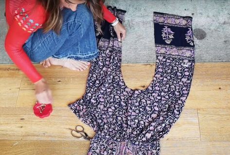 Turn Pants Into Skirt, Pant To Skirt Diy, Pants To Skirt Diy, How To Turn A Skirt Into Pants, How To Turn A Long Skirt Into Pants, Trousers To Skirt Diy, Dress To Jumpsuit, Slouch Pants, Diy Pants