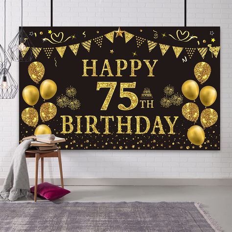 29th Birthday Decorations, 75th Birthday Party Decorations, 75th Birthday Decorations, Background Happy Birthday, Gold Birthday Banner, 90th Birthday Decorations, Happy Birthday Decoration, 80th Birthday Decorations, 75th Birthday Parties