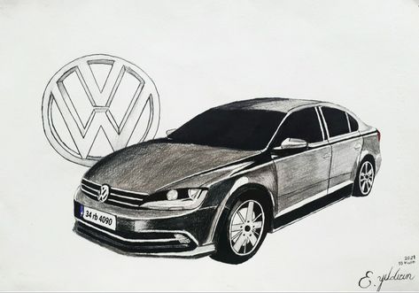 Volkswagen Drawing, Jetta A2, Vw Jetta, Car Drawings, Volkswagen Jetta, Vw Passat, Art References, Volkswagen, Art Reference