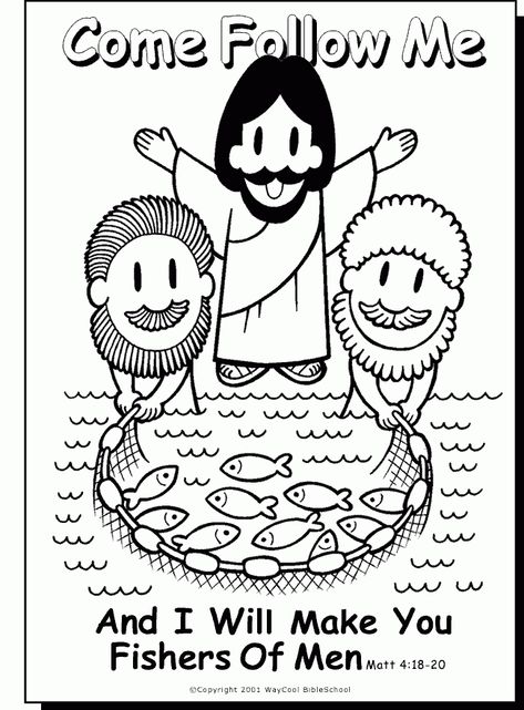 Fishers Of Men Coloring Page, Fisher Of Men, Jesus Coloring Pages, Fishers Of Men, Sunday School Coloring Pages, Bible Story Crafts, Preschool Bible, School Coloring Pages, Bible School Crafts