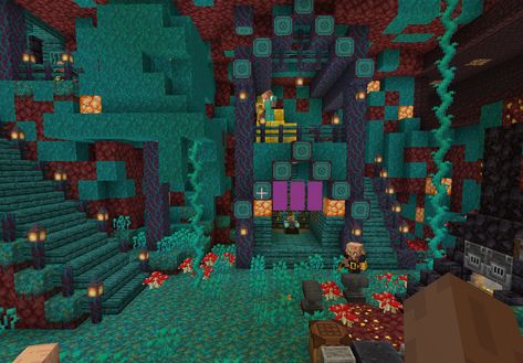 Aesthetic Minecraft Nether Base, Nether Themed Minecraft House, Nether Village Minecraft, Bulding Minecraft, Nether Base Minecraft, Minecraft Organization, Nether Builds, Minecraft Nether Base, Nether House