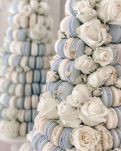 Blush Tablecloth, Macaroon Tower, Macaron Tower, Blue Wedding Inspiration, Blue Themed Wedding, Dusty Blue Weddings, French Macarons, A Love Story, Blue Baby Shower