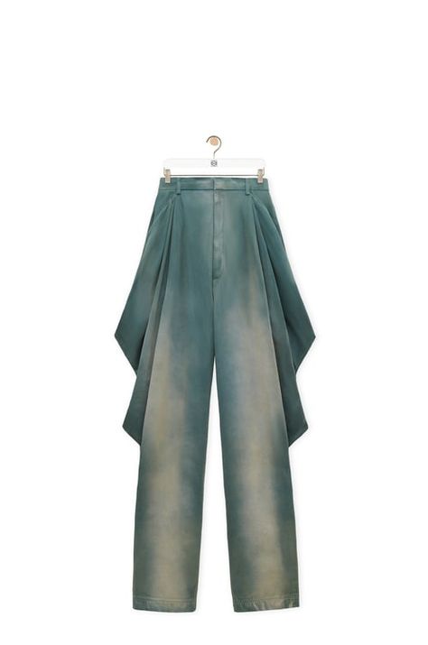 Draped trousers in cotton Slate Blue Washed - LOEWE Loewe Fisherman Jeans, Loewe Trousers, Loewe Plant Clothes, Loewe Ready To Wear, Loewe Fall 2022, Denim Design, Batwing Sleeve, Denim Outfit, Denim Wash