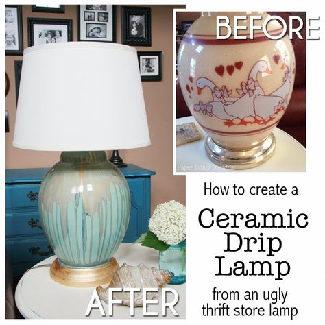 Five Ugly Ducks and How to create a ceramic drip lamp. #Lampmakeover DeeplySouthernHome Lamp Redo, Diy Outdoor Lighting, Lamp Makeover, Lamp Diy, Diy Lampe, Paper Daisy, Pottery Lamp, Outdoor Light Fixtures, Southern Home