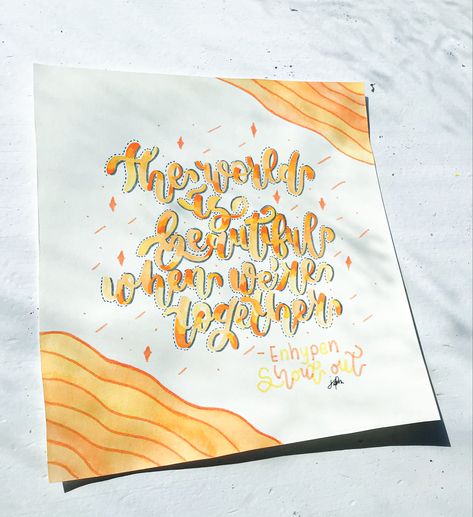 #calligraphy #enhypen #kpop #kpopfanart #kpopart #lettering #artist #artwork The World Is Beautiful, Grid Notebook, Notebook Ideas, Kpop Fanart, Artist Artwork, Shout Out, Calligraphy, Notebook, The World