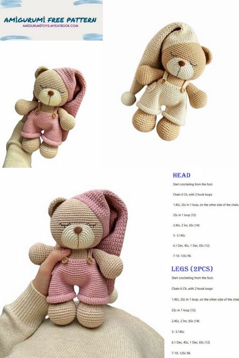 Amigurumi Teddy Bear Free Pattern, Amigurumi Bear Free Pattern, Amigurumi Free Pattern Pdf, Teddy Bear Patterns Free, Bear Crochet Pattern, Doll Amigurumi Free Pattern, Bear Patterns Free, Crochet Toys Free Patterns, Crochet Baby Gifts