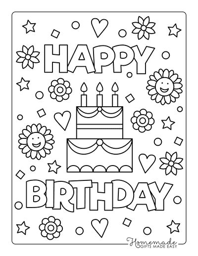 Happy Birthday Games, Happy Birthday Doodles, Templates Black, Tractor Coloring Pages, Happy Birthday Writing, Happy Birthday Bear, Transfer Art, Happy Birthday Coloring Pages, Happy Birthday Grandma