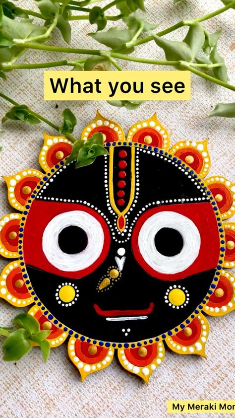 Jagganath Lord, Diy Wall Hanging Crafts, Mirror Canvas Art, Diy Canvas Art Easy, Newspaper Crafts Diy, Diy Floral Decor, Diy Crafts Love, Simple Hand Embroidery Patterns, Hand Crafts For Kids